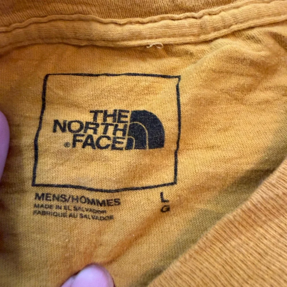 The North Face Mens Mustard Yellow Long Sleeve Graphic Logo T-Shirt Size Large
